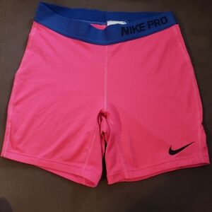 Nike Pro Girls Compression Shorts Pink/blue XL